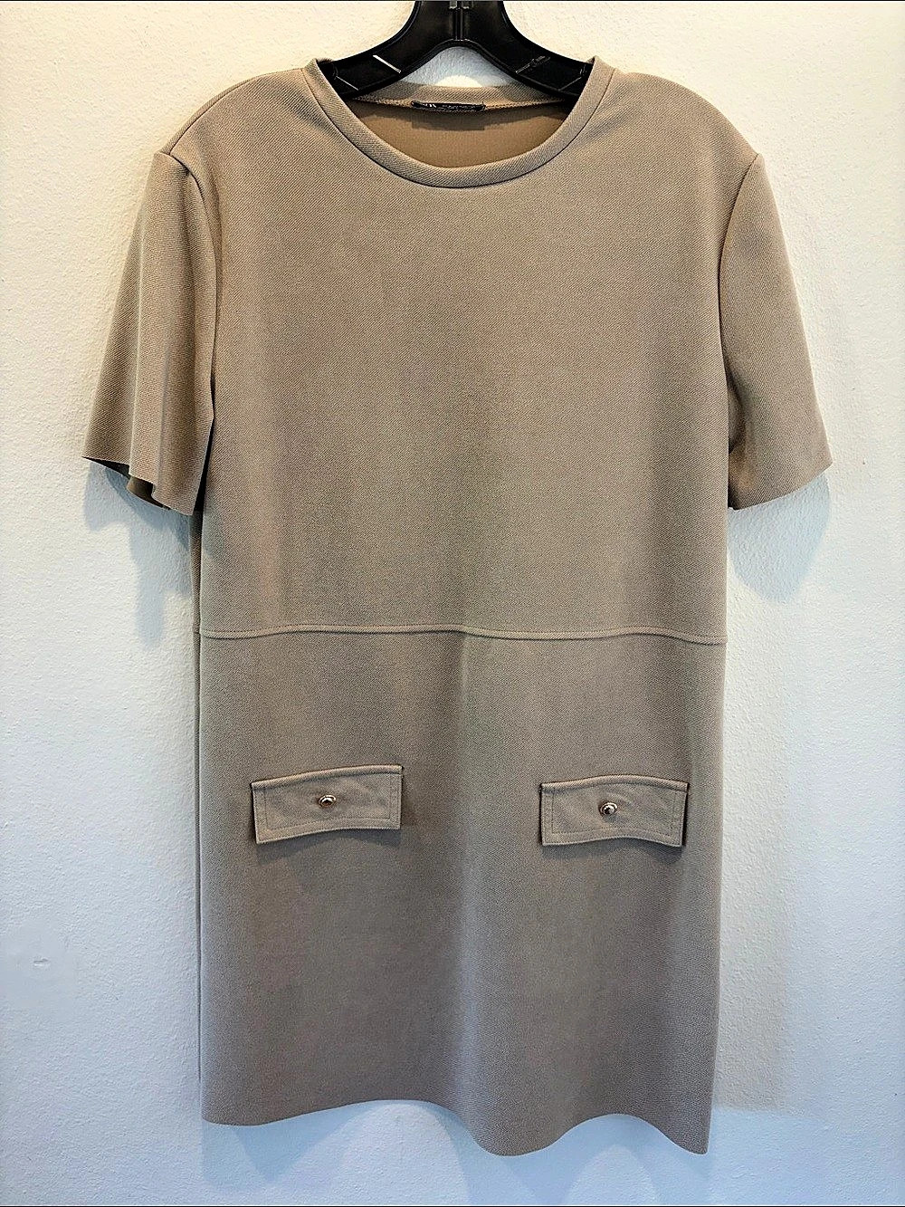 Zara Buttoned mini Dress in taupe Size Medium
